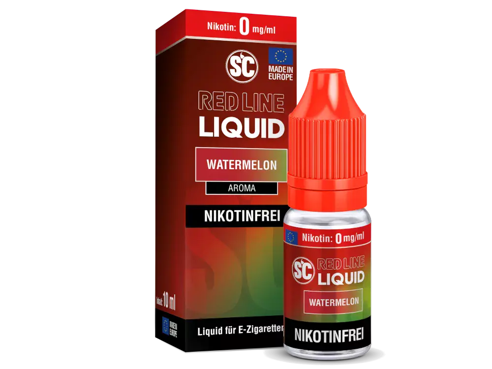 SC Red Line Watermelon 10ml Nikotinsalz-Liquid nikotinfrei, rote 10ml Flasche mit weißem Etikett