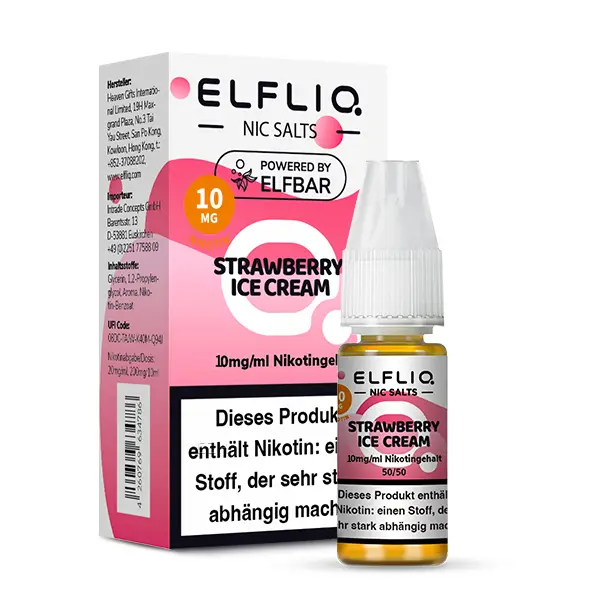 Elfliq Strawberry Ice Cream - 10ml Nikotinsalz-Liquid