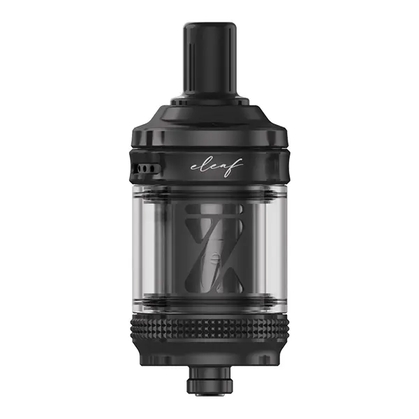 Eleaf GTL X Tank Verdampfer in Schwarz – Seitenansicht mit Glastank und sichtbarem Coil