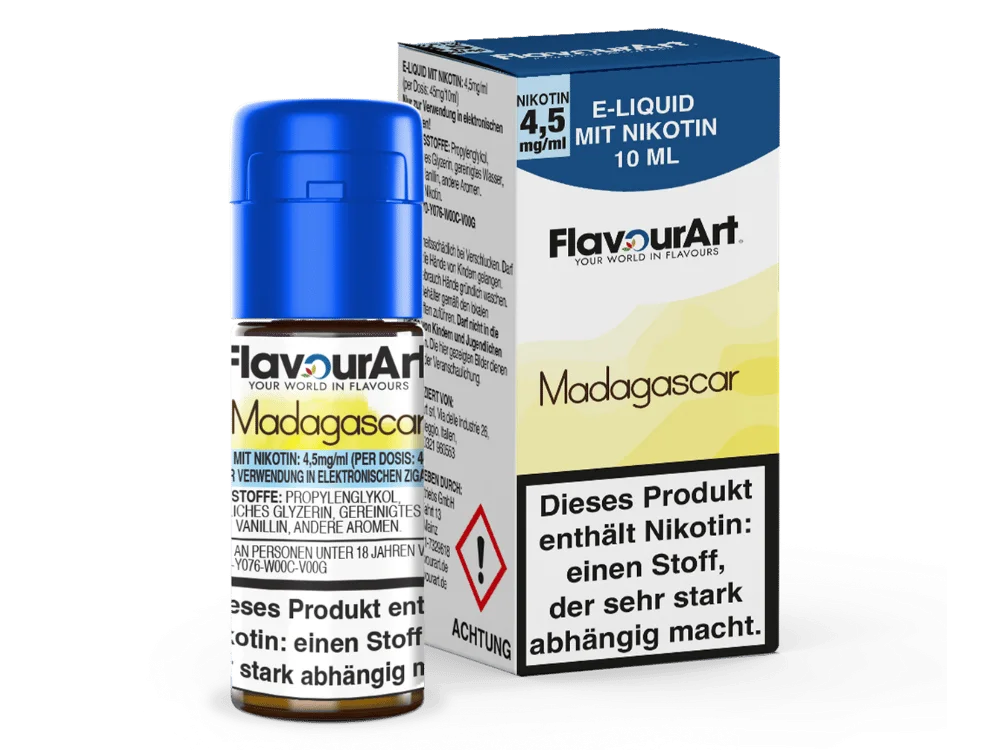 FlavourArt Madagascar 10ml Liquid 4,5 mg – braun-goldene Flasche mit Schachtel, Tabak-Aroma
