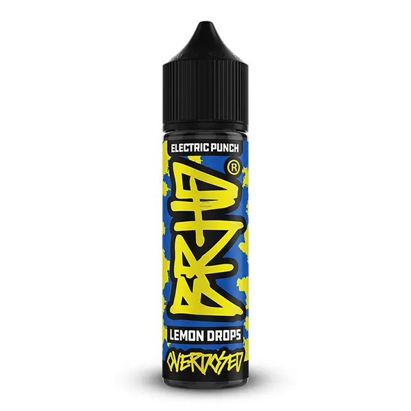 brhd-electric-punch-lemon-drops-2.jpg Barehead Electric Punch Lemon Drops Longfill – 60ml Longfill-Flasche mit blau-gelbem Design, Frontansicht