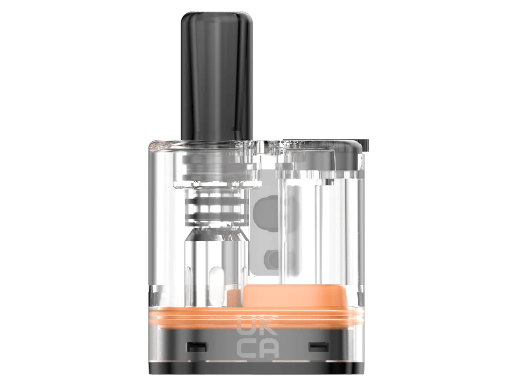 GeekVape S30 Boost Version Ersatz-Pod – einzelner transparenter Pod mit orangem Farbakzent, Nahaufnahme