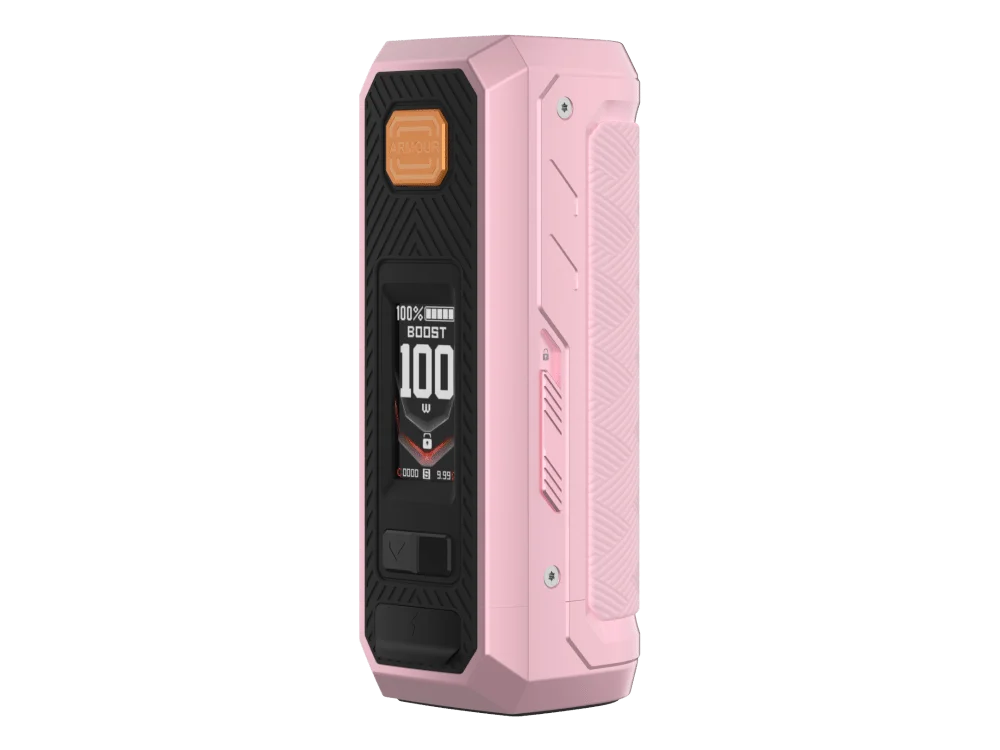 vaporesso_amour_ultra_5500_mAh_akku_light_pink_5_1000x750.png Vaporesso Armour Ultra Mod Akkuträger in Pink, Frontansicht mit Display
