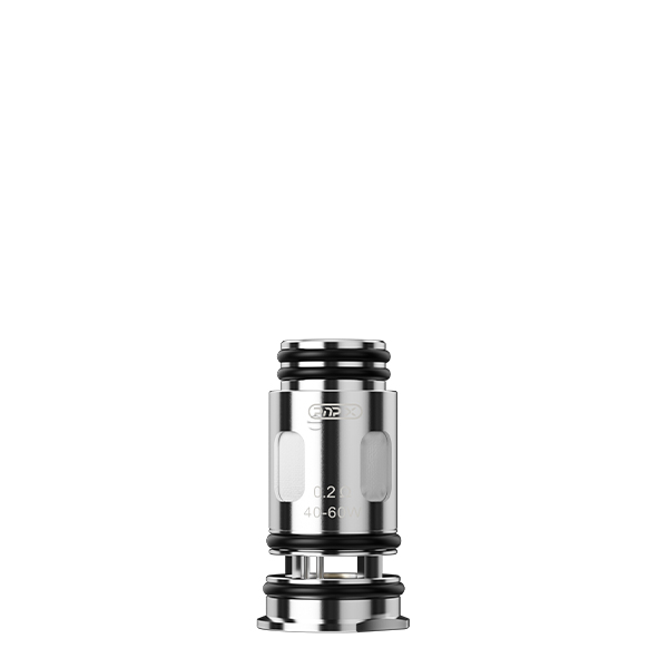 Voopoo PnP X Verdampferkopf in Silber mit schwarzen Ringen, einzelner Coil-Einsatz, Frontansicht