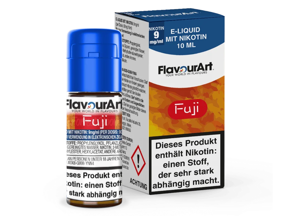 FlavourArt Fuji 10ml Liquid 9mg – rote Flasche mit Schachtel, Nikotinstärke 9mg/ml