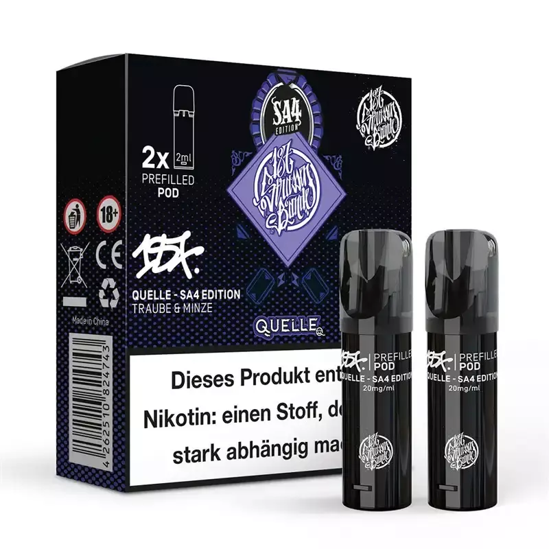2x 187 Strassenbande Prefilled Pod - Quelle - SA4 Edition 20mg/ml 2x 187 Strassenbande Prefilled Pod - Quelle - SA4 Edition 20mg/ml