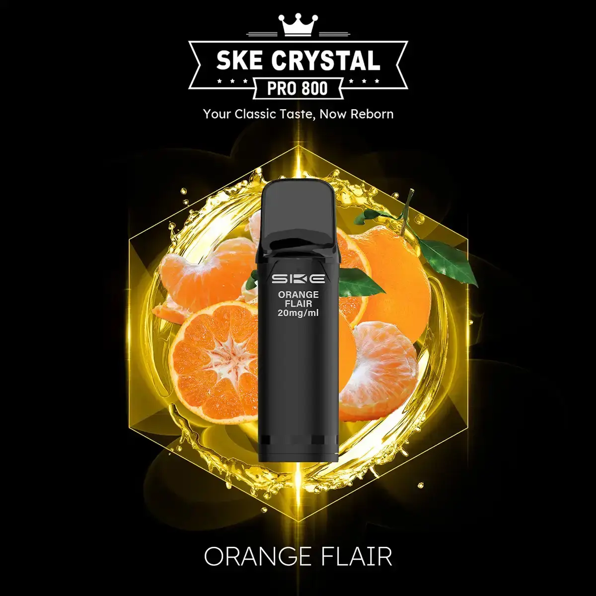 neu-ske-crystal-800-pro-prefilled-pods-matchbar-2-stueck-orange-flair-20mg-ml-steuerware~2.png SKE Crystal 800 Pro Prefilled Pod Orange Flair – dunkler Pod vor orangefarbenem Frucht-Hintergrund