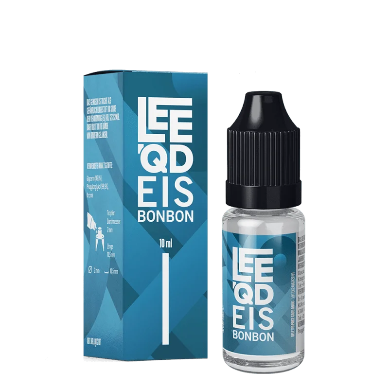 LEEQD Fresh Eisbonbon 10ml Liquid – hellblaue Verpackung und Flasche, Freisteller