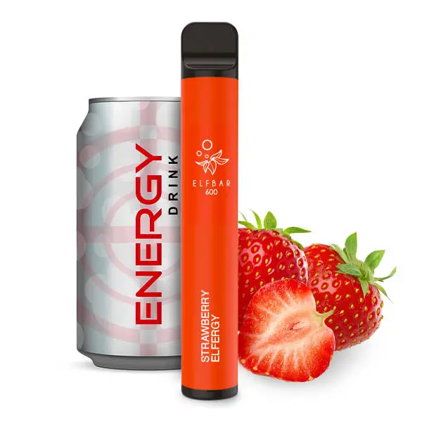 Elfbar 600 Einweg E-Zigarette in Orange-Rot, Strawberry Energy Geschmack, 20mg/ml Nikotin