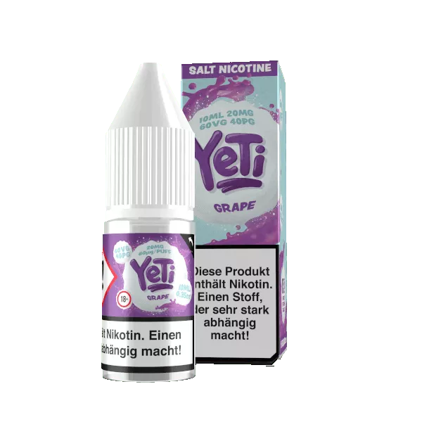 source648114.png Yeti Grape Nikotinsalz-Liquid – 10ml Flasche mit lila Verpackung, Salt-Nicotine-Aufdruck