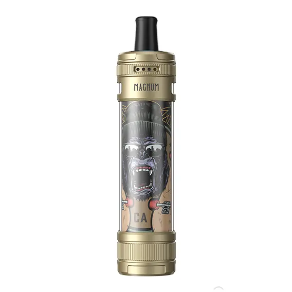 Aspire Magnum Pod Kit Gold mit Gorilla-Graffiti-Motiv Booming Bear, zylindrischer Akkuträger mit Tank