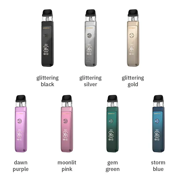 Vaporesso Xros Pro 2 Pod Kit in 7 Farben: Glittering Black, Silver, Gold, Dawn Purple, Moonlit Pink, Gem Green, Storm Blue