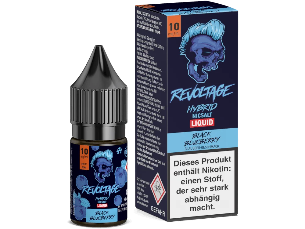revoltage_hybrid_black_blueberry_10mg_1000x750.png Revoltage Black Blueberry Hybrid-Nikotinsalz-Liquid 10ml Flasche mit Box, blaues Design mit Blaubeere