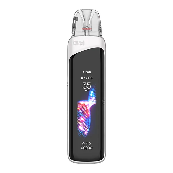 uwell-caliburn-g4-pro-pod-kit-6.jpg Uwell Caliburn G4 Pro Pod Kit in Weiß mit OLED-Display und transparentem Pod, Frontansicht