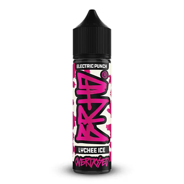 Barehead Electric Punch Lychee Ice Longfill 60ml, pinkfarbenes Label auf weißem Hintergrund