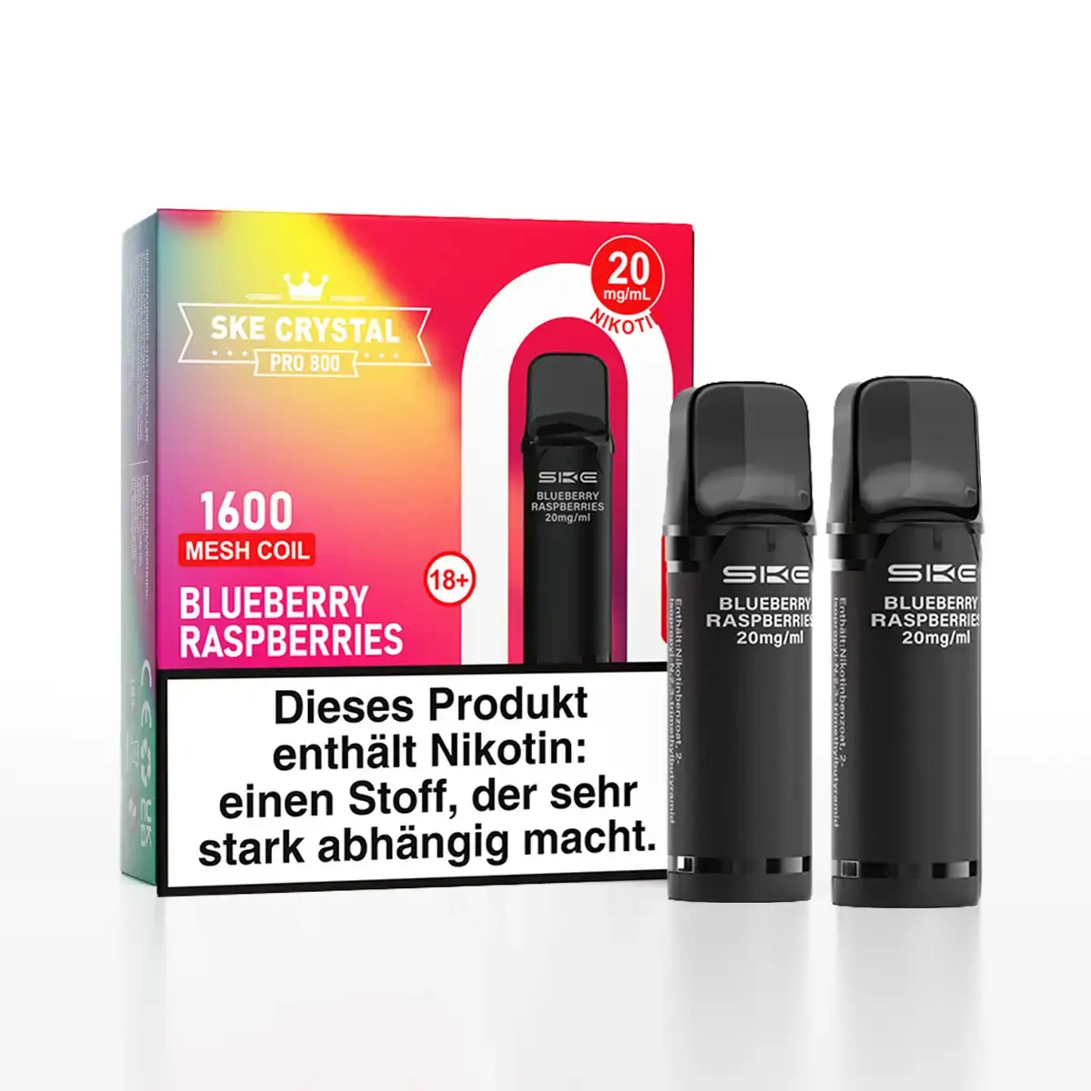 2x SKE - Crystal 800 Pro Prefilled Pod - Blueberry Raspberries
