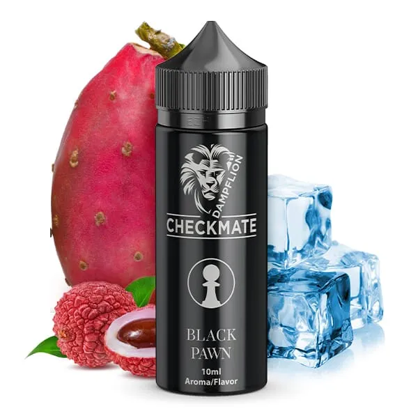 DampfLion Checkmate Black Pawn Longfill 10ml schwarze Flasche mit Kaktusfeige und Litschi