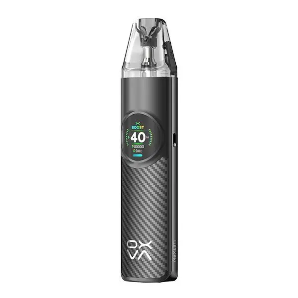 Oxva NeXlim Pod Kit in Schwarz mit Carbonfaser-Optik und rundem Display