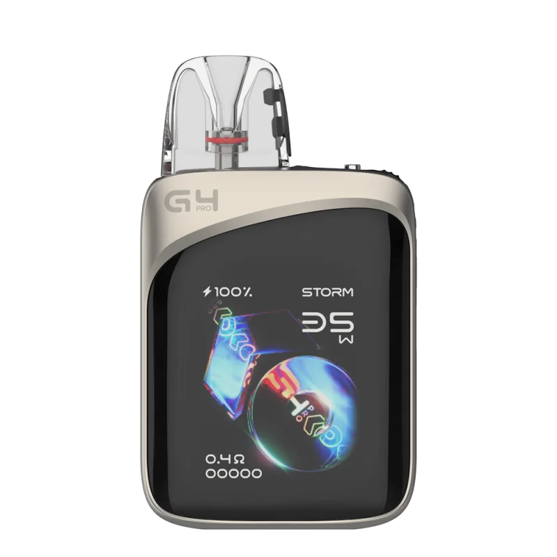 Uwell Caliburn G4 Pro Koko Pod Kit in Silber-Weiß mit großem Farbdisplay, Frontansicht