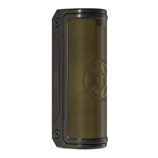 Lost Vape Thelema Solo 100W Akkuträger in Olivgrün mit schwarzem Rahmen und Sternlogo, Frontansicht