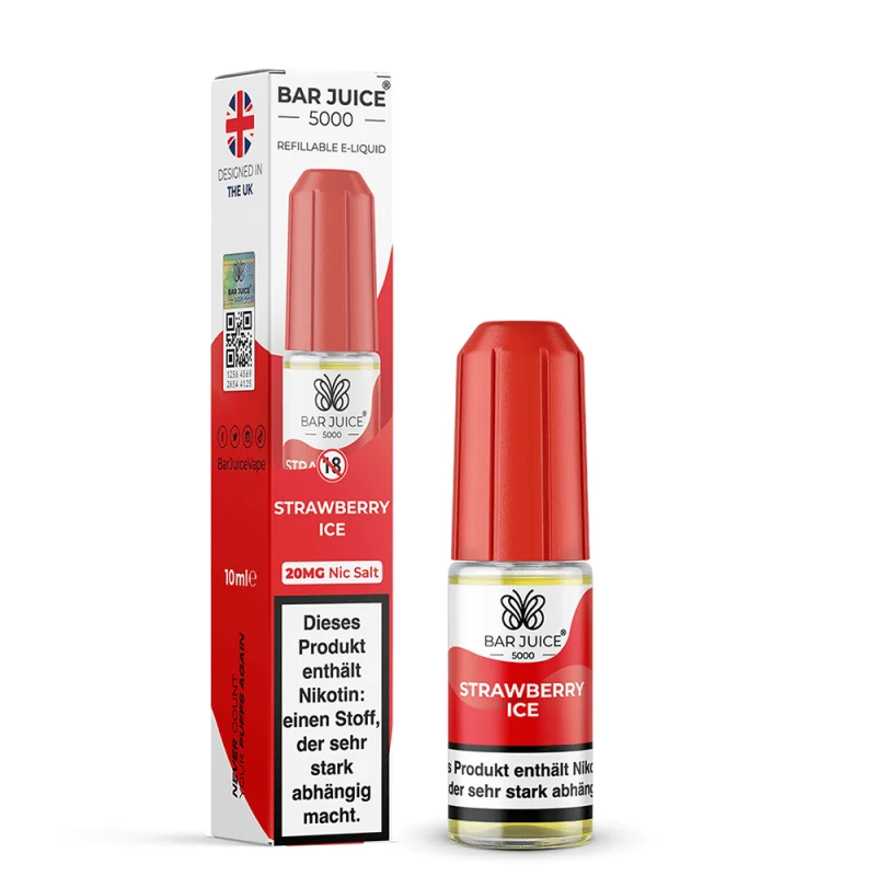Bar Juice 5000 Strawberry Ice Nikotinsalz-Liquid 10ml – rote Flasche mit Verpackung