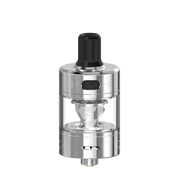 advken-manta-mtl-5B4lyUFx9erxxp.jpg Advken Manta MTL Tank Verdampfer in Silber-Edelstahl mit Glasreservoir, Frontansicht