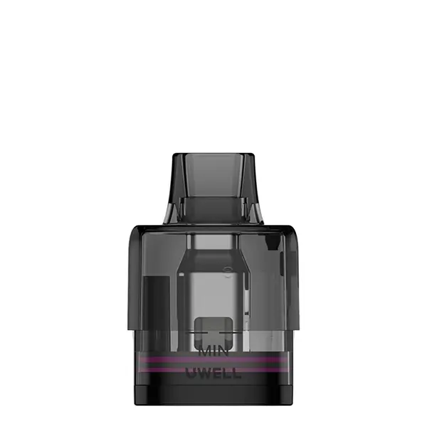 Uwell Typhos Dual Mesh Ersatz-Pod in Schwarz-Lila, 2er-Pack, transparentes Füllsichtfenster