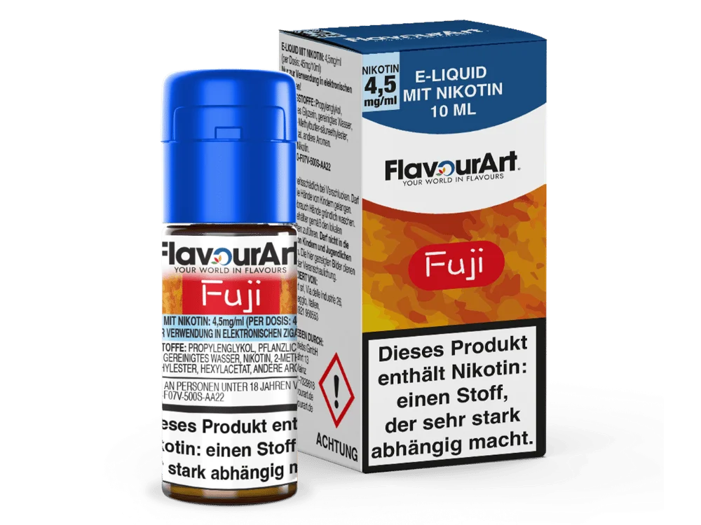 FlavourArt Fuji 10ml Liquid 4,5mg – rote Flasche mit Schachtel, Nikotinstärke 4,5mg/ml