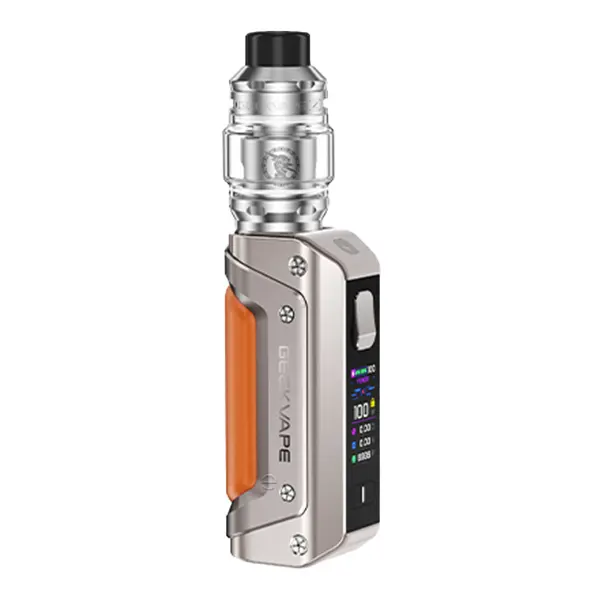 GeekVape Aegis Solo 3 Kit 18650 in Silber-Orange mit Tankverdampfer, Frontansicht
