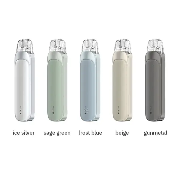 Aspire Pixo Pod Kit in fünf Farben: Ice Silver, Sage Green, Frost Blue, Beige und Gunmetal – Übersicht aller Varianten