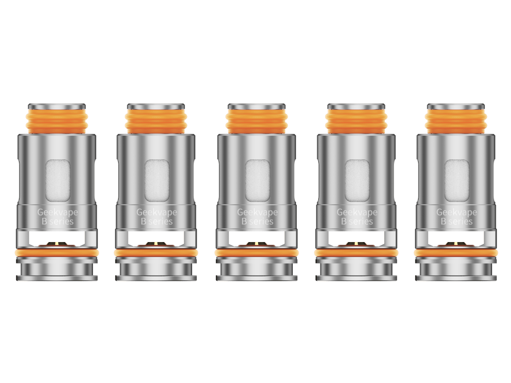 5er-Pack GeekVape B-Series Boost Verdampferköpfe mit orangenen Baumwollöffnungen, silberne Coils