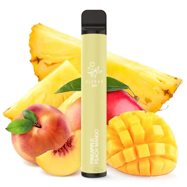 Elfbar 600 Einweg E-Zigarette in Hellgrün, Pineapple Peach Mango, 20mg/ml Nikotin, mit Ananas, Pfirsich und Mango