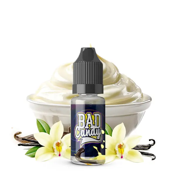 bad-candy-vanilla-custard-nikotinsalz-1.jpg Bad Candy Juicd Series Vanilla Custard Nikotinsalz-Liquid 10ml – Flasche vor Vanillecreme
