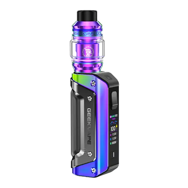 GeekVape Aegis Solo 3 Kit 18650 in Rainbow-Schwarz mit Tankverdampfer, Frontansicht