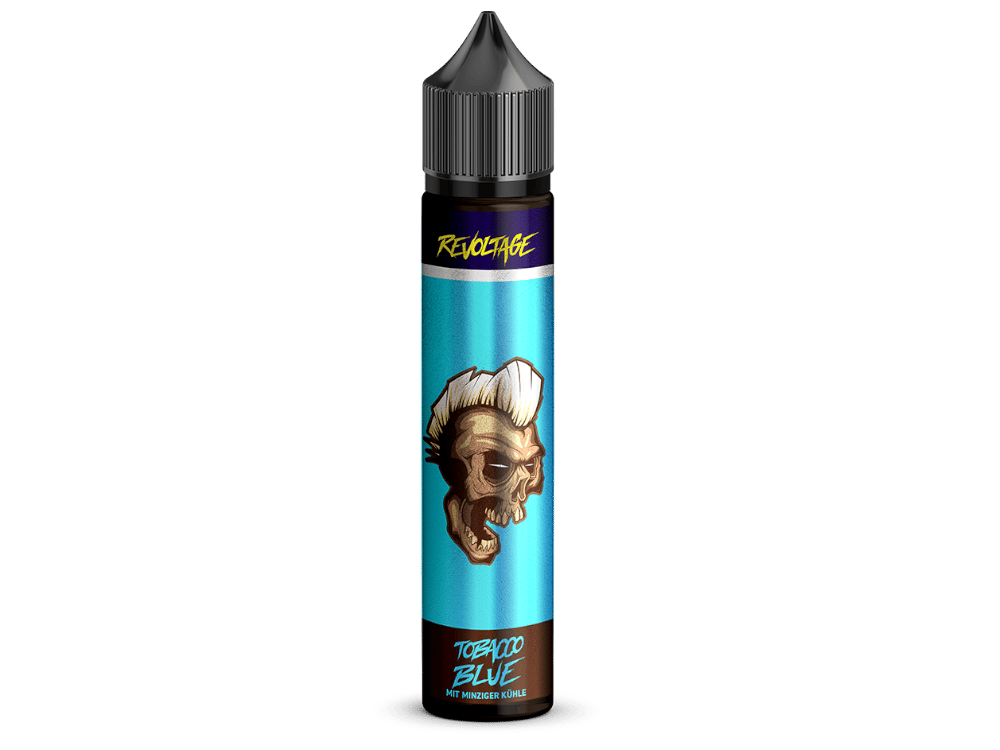 Revoltage Longfill-Flasche 30ml mit blauem Etikett und Kochfigur-Motiv, Tobacco Blue