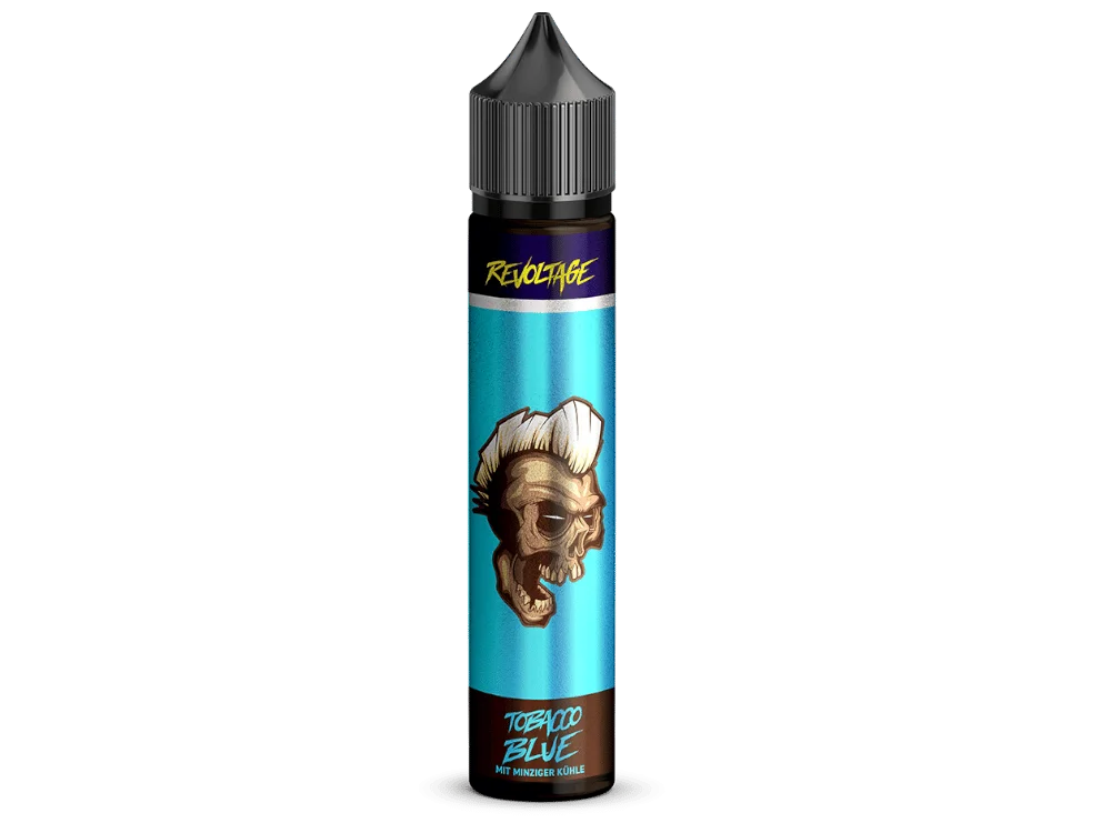 Revoltage Longfill-Flasche 30ml mit blauem Etikett und Kochfigur-Motiv, Tobacco Blue