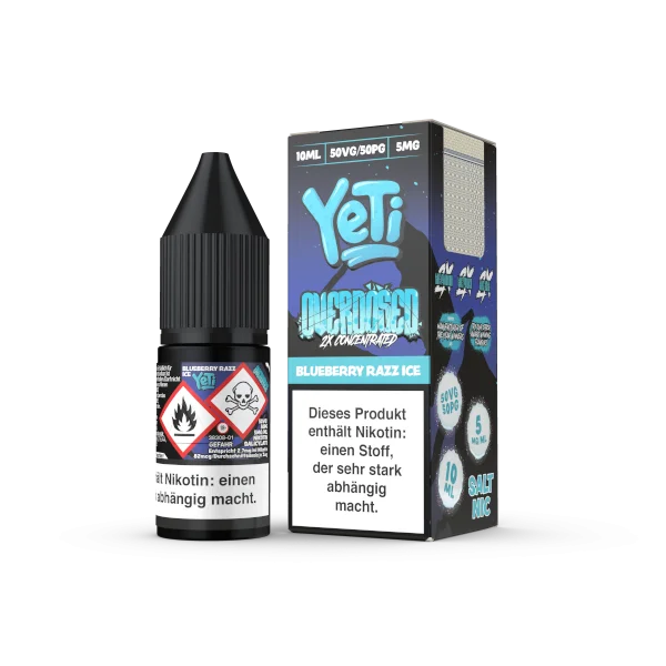Yeti-Overdosed-10ml-5mg-Blueberry-Razz-Ice-png_600x600.png Yeti Overdosed Blueberry Razz Ice 10ml Nikotinsalz-Liquid – Flasche und Schachtel frontal