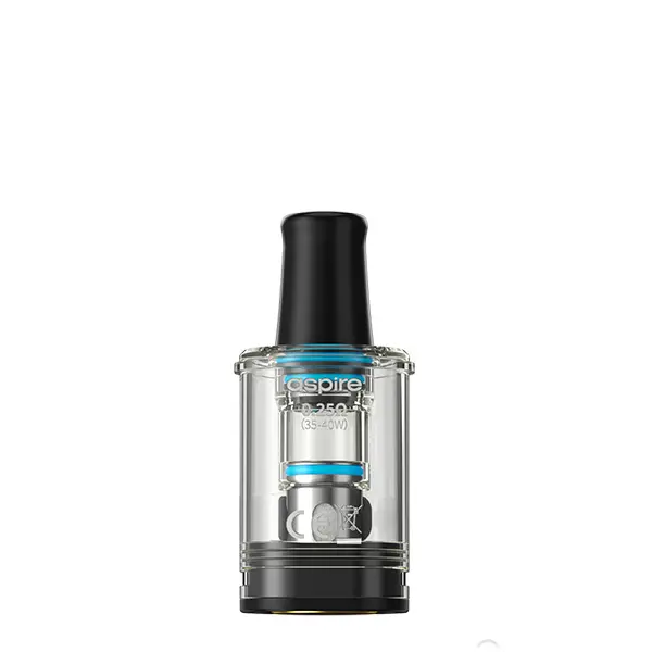 Aspire Magnum Ersatz-Pod, transparenter Pod mit blauem Ring und Mundstück, Seitenansicht