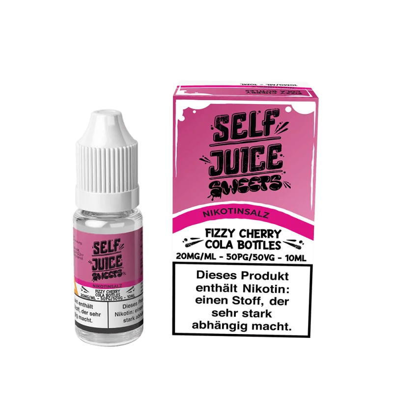 Self Juice Sweets Fizzy Cherry Cola Bottles 10ml Nikotinsalz-Liquid, pinke Flasche ohne Verpackung