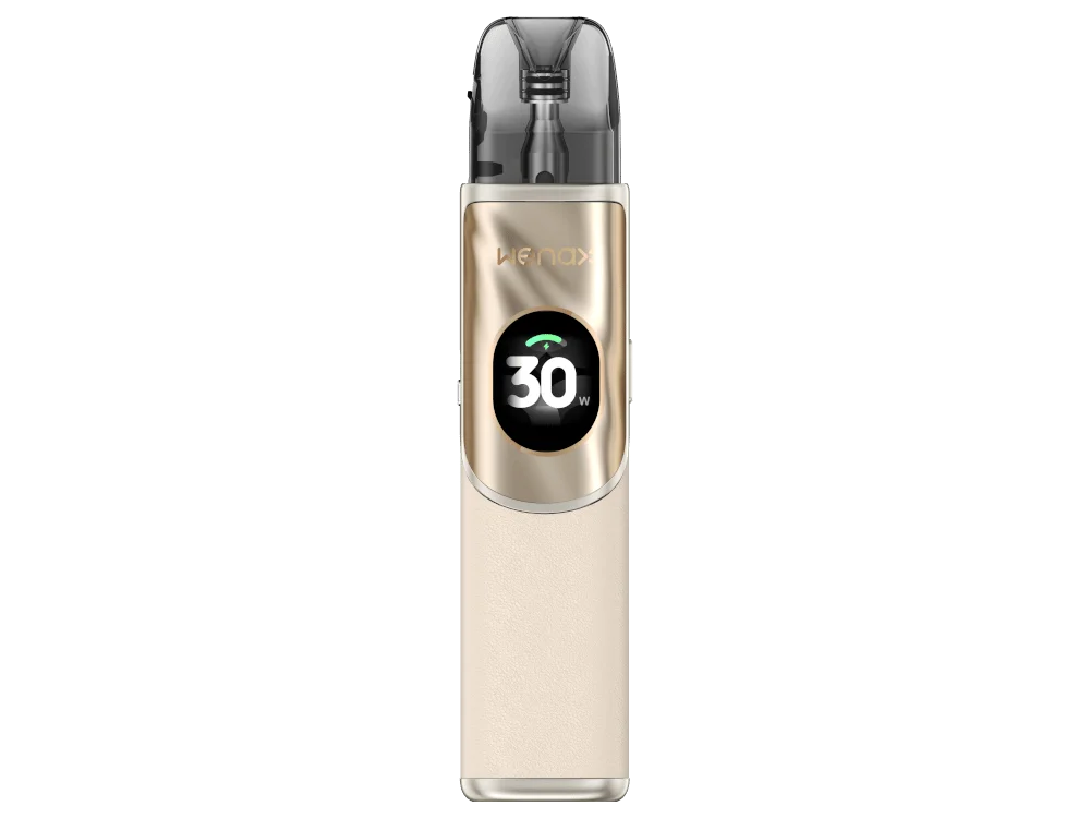 geekvape-wenax-q2-kit-beige_1000x750.png GeekVape Wenax Q2 Kit in Champagner-Gold, kompaktes Pod-System mit 30W-Badge, Frontansicht