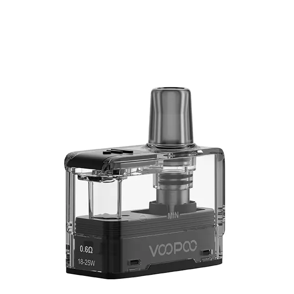 VooPoo Doric Go Ersatz-Pod dunkelgrau, Seitenansicht mit Füllstandsmarkierung