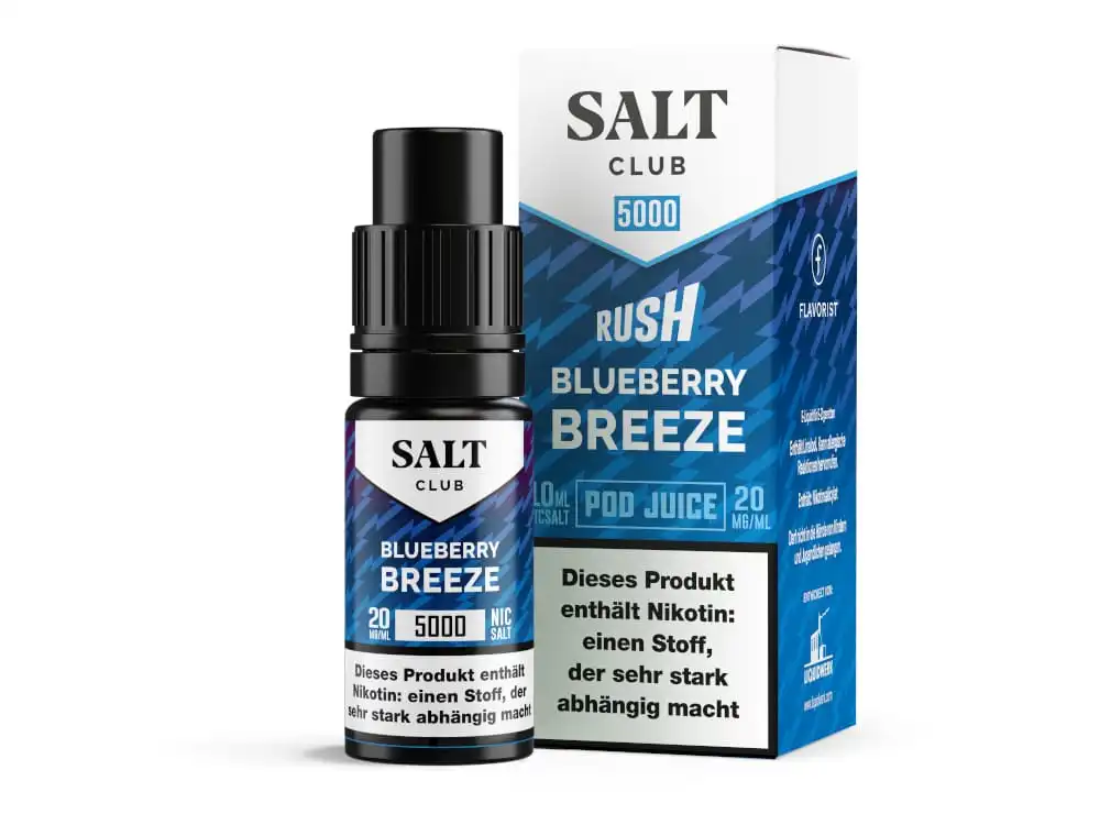 Salt Club 5000 Blueberry Breeze Nikotinsalz-Liquid 10ml – dunkelblaue Flasche mit Verpackungsbox