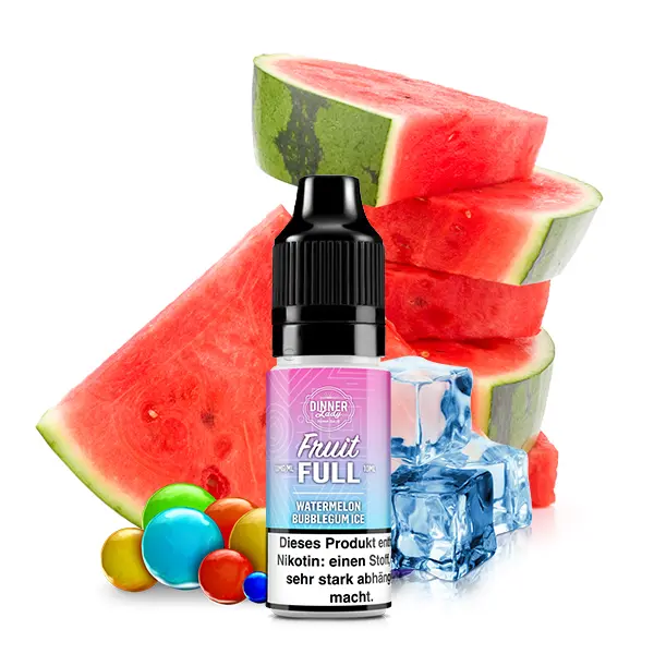 Dinner Lady Fruit Full Watermelon Bubblegum Ice 10ml Nikotinsalz-Liquid Flasche mit Wassermelonen- und Kaugummi-Motiv