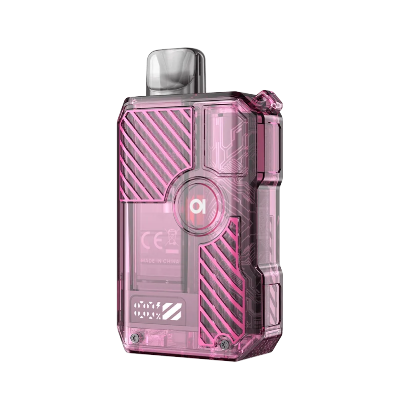 Aspire Gotek X3 Kit in transparentem Pink mit Carbonmuster-Gehäuse, Frontansicht