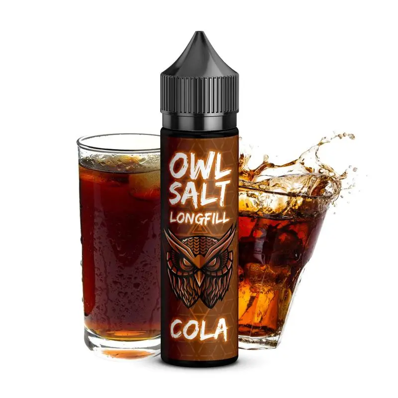 OWL Salt Cola Longfill 60ml – braune Flasche mit Cola-Glas und Flüssigkeitsspritzer