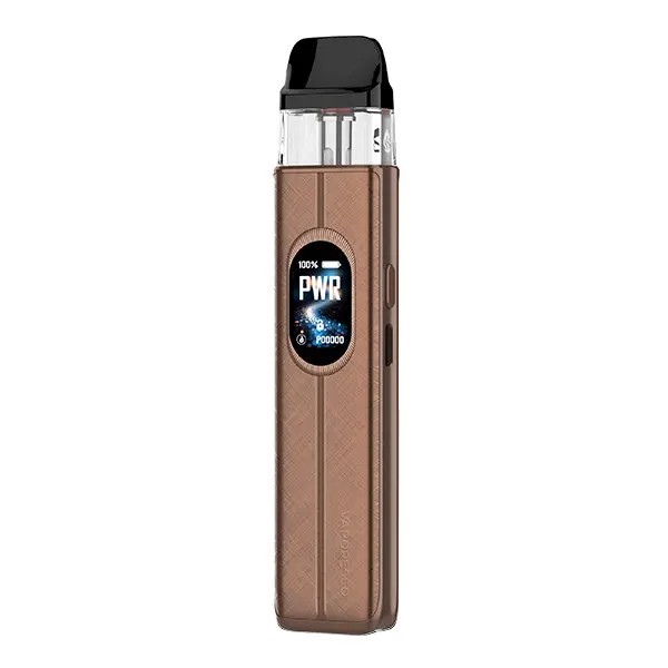 Vaporesso XROS 6 Pod Kit in Bronzebraun mit OLED-Display, schlankes Pod-System Seitenansicht