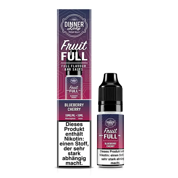 dinner-lady-fruit-full-blueberry-cherry-nikotinsalz-2.jpg Dinner Lady Fruit Full Blueberry Cherry 10ml Nikotinsalz-Liquid – Packshot mit Flasche, pink-lila Etikett