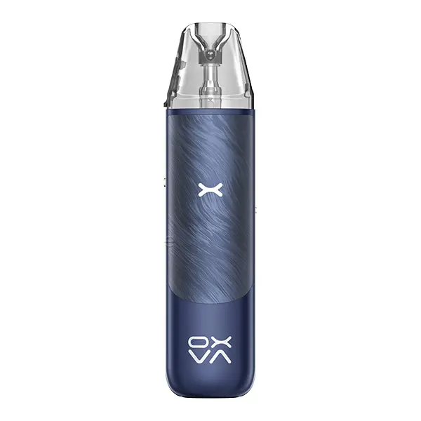 Oxva NeXlim Go Pod Kit in Blau – schlankes Pod-System in Seitenansicht mit silbernem Mundstück