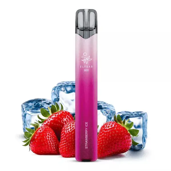 ELFB118_600x600.png Elfbar 800 Einweg E-Zigarette Strawberry Ice in Pink-Rot mit Erdbeeren und Eiswürfeln, 20mg/ml