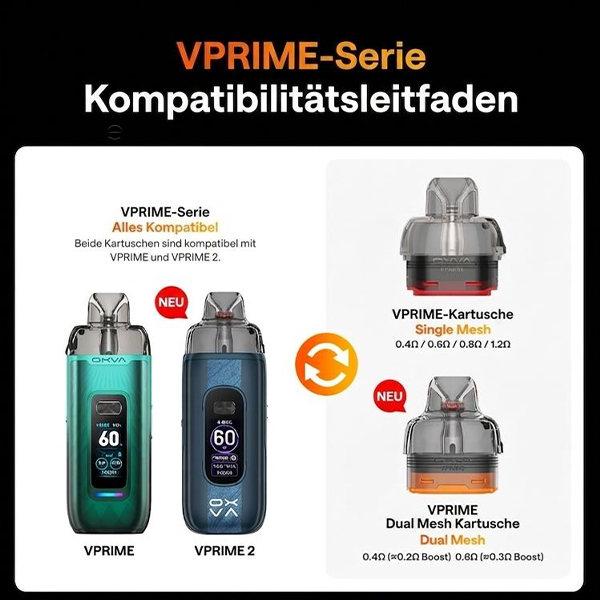 2x Oxva VPrime Dual Meshed Ersatz-Pod